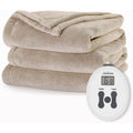 Sunbeam Channeled Microplush Heated Blanket, Mushroom, Full