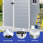 Modfusion 4.62.66.3 Ft Resin Storage Shed with Window, Floor, Plastic Roof, Storage Cabinets for Brooms Vacuum Cleaners Fits 65 to 68 in, Winter Gear Box, Black