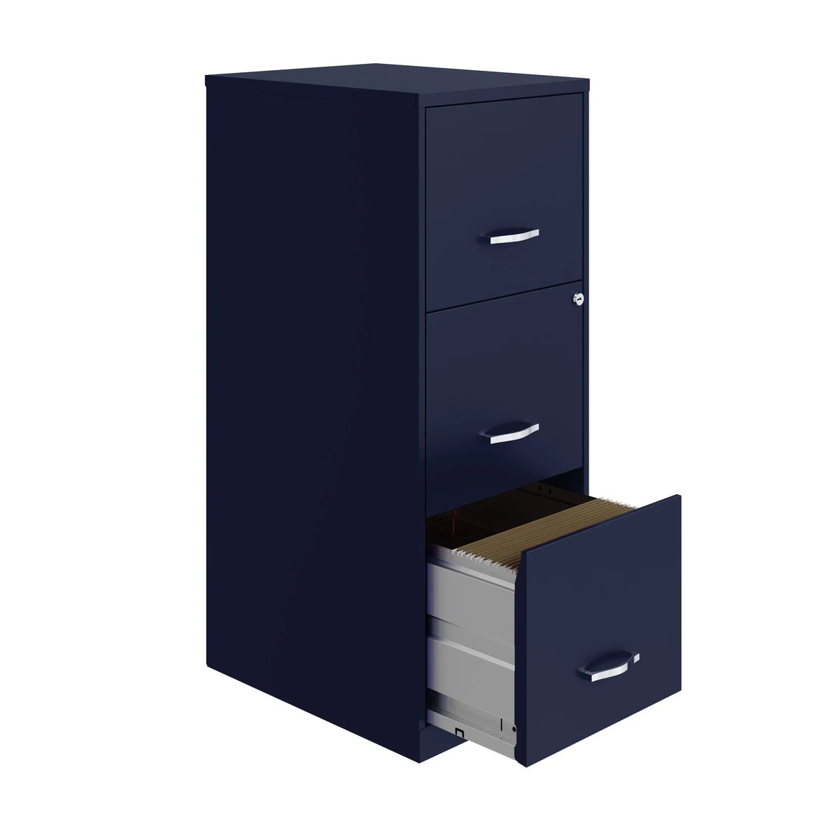 Space Solutions 18" Deep 3 Drawer Smart Letter Width Vertical File Cabinet, Navy