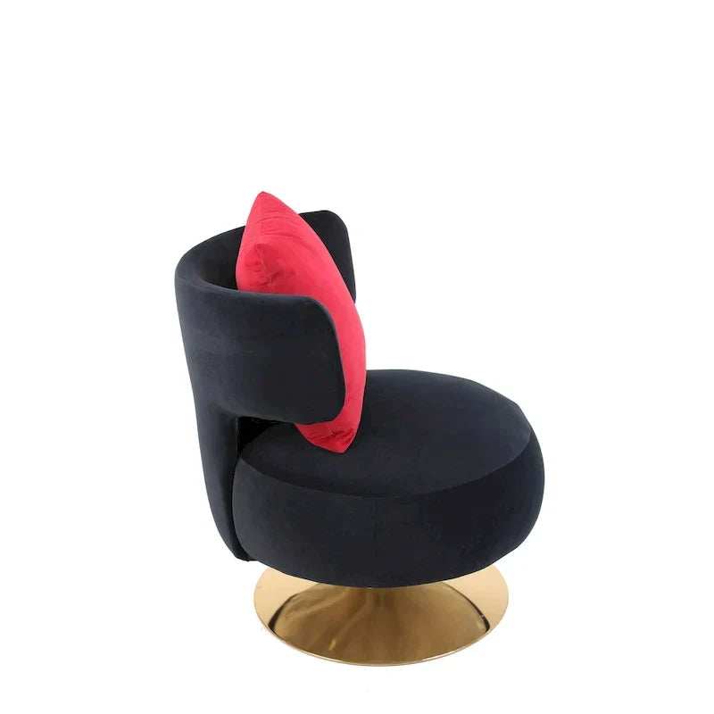 Round Barrel Chair with Fabric and Swivel Design