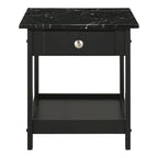 Denhour DH BASIC 4-Piece Open-Shelf Coffee Table Set with Drawer in Transitional Rubberwood
