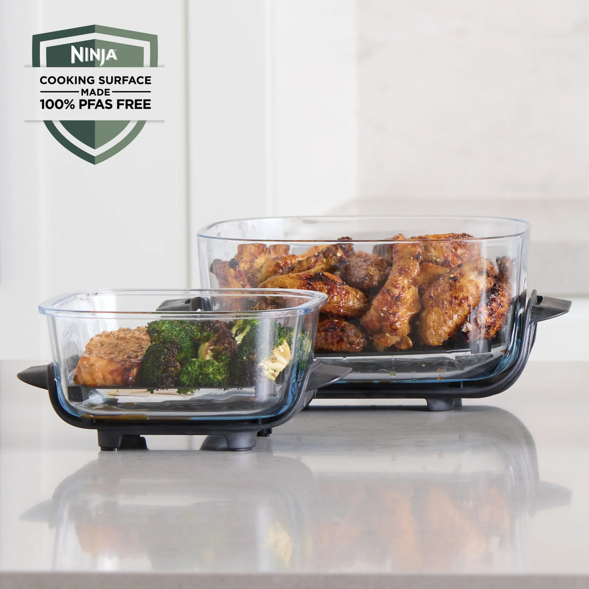 Ninja Crispi 4 - in - 1 Portable Glass Air Fryer Cooking System, 4 - Qt & 6 - Cup Containers, Cyberspace