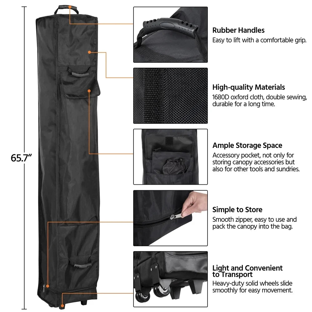 Alden Design Adjustable 10' x 10' Commercial Pop-up Canopy with Wheeled Carry Bag, Blue