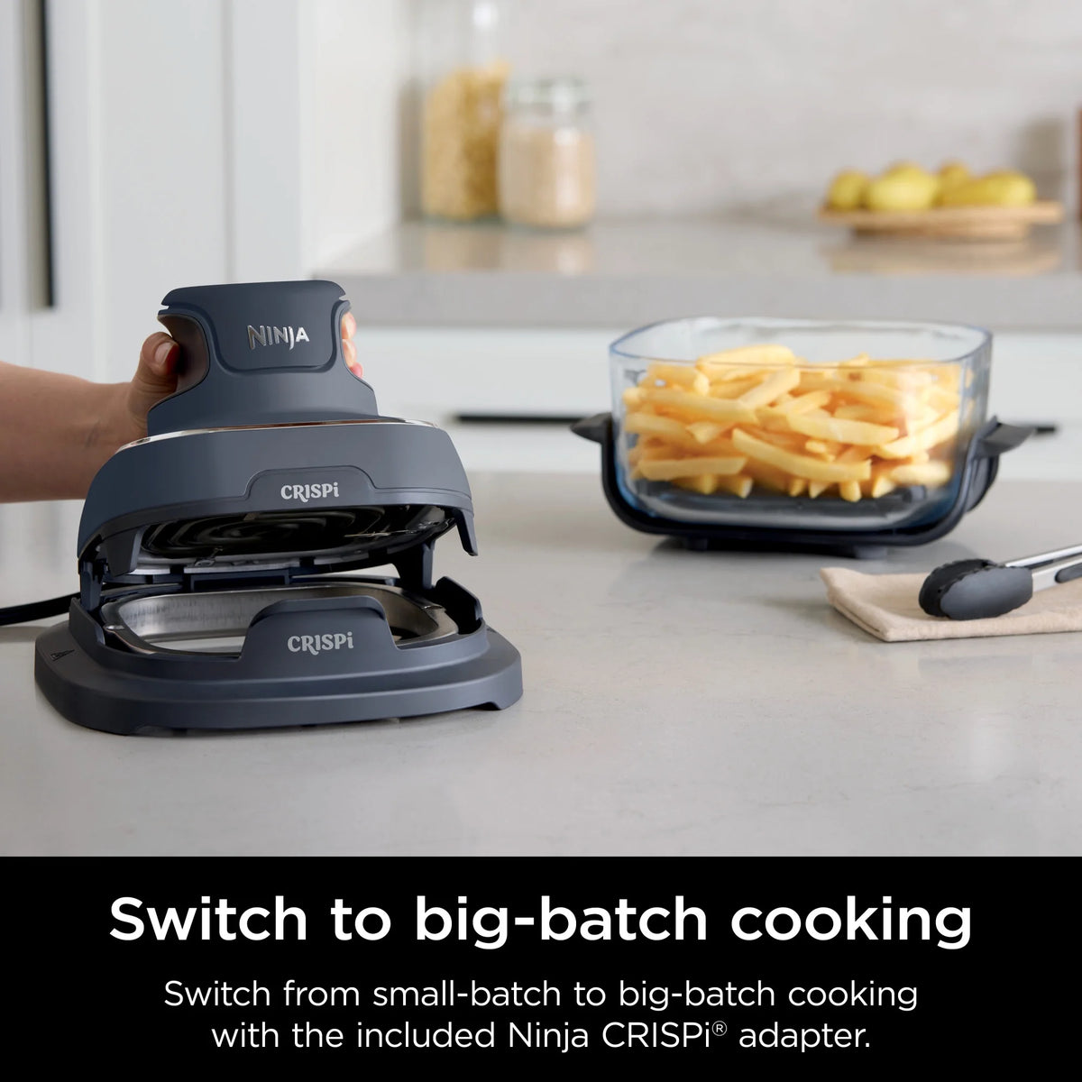 Ninja Crispi 4 - in - 1 Portable Glass Air Fryer Cooking System, 4 - Qt & 6 - Cup Containers, Cyberspace