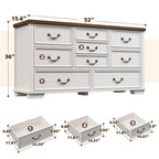 Enhomee Wood Dressers for Bedroom with 9 Drawers White Dresser Chest of Drawers for Living Room