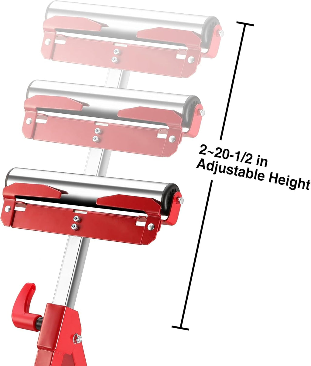WORKPRO Folding Roller Stand Height Adjustable, Heavy Duty 250 LB Load Capacity, Outfeed Woodworking