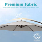 JUSTLET 10ft Heavy Duty Patio Hanging Offset Cantilever Patio Umbrella W/ 4-Piece Base Included Included, Beige