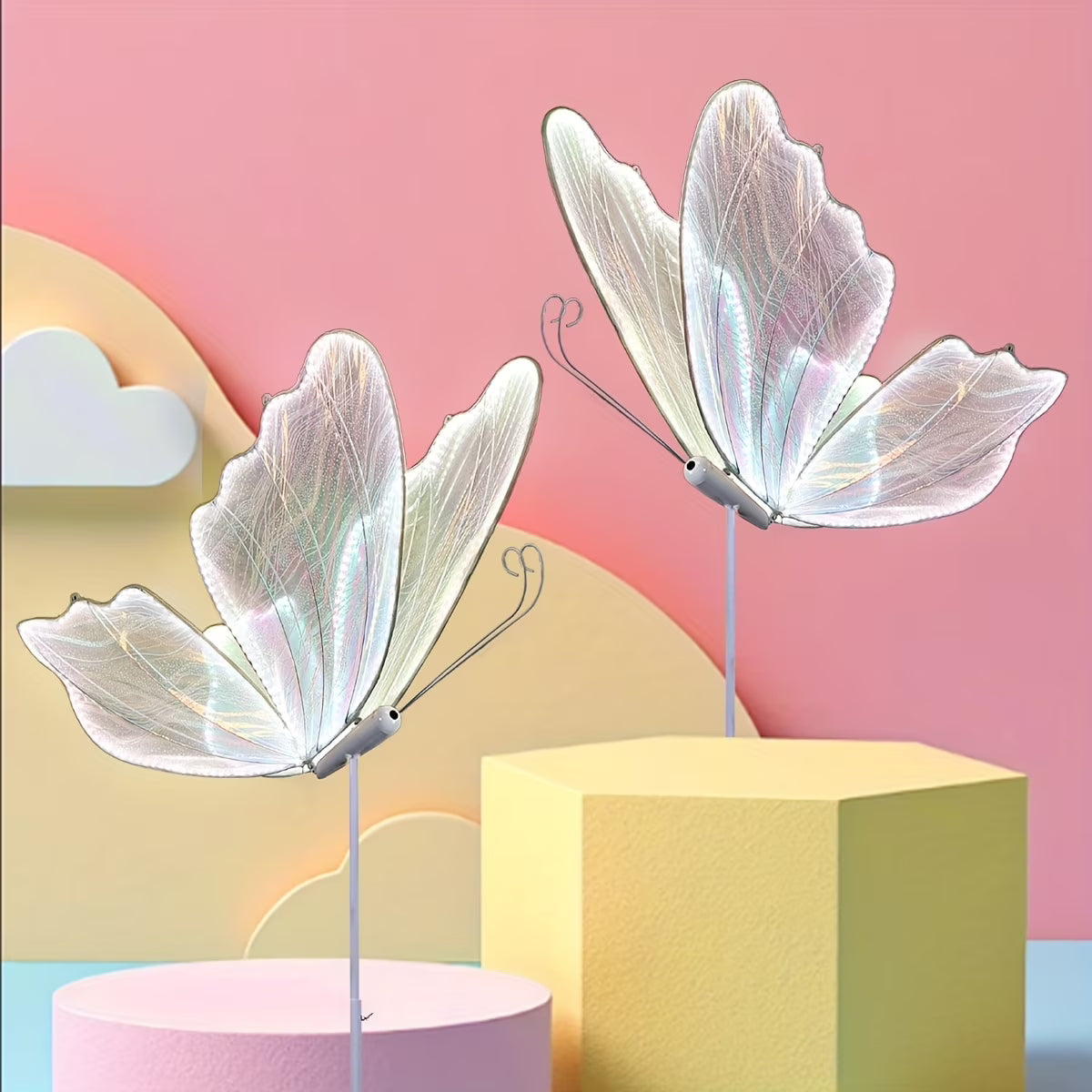 2 - Pack Romantic Butterfly Floor Lamp with LED Lights, White & Gold Options, for Wedding, Party, Home Decor, Hanging Chandelier (Multiple Sizes, US Plug)
