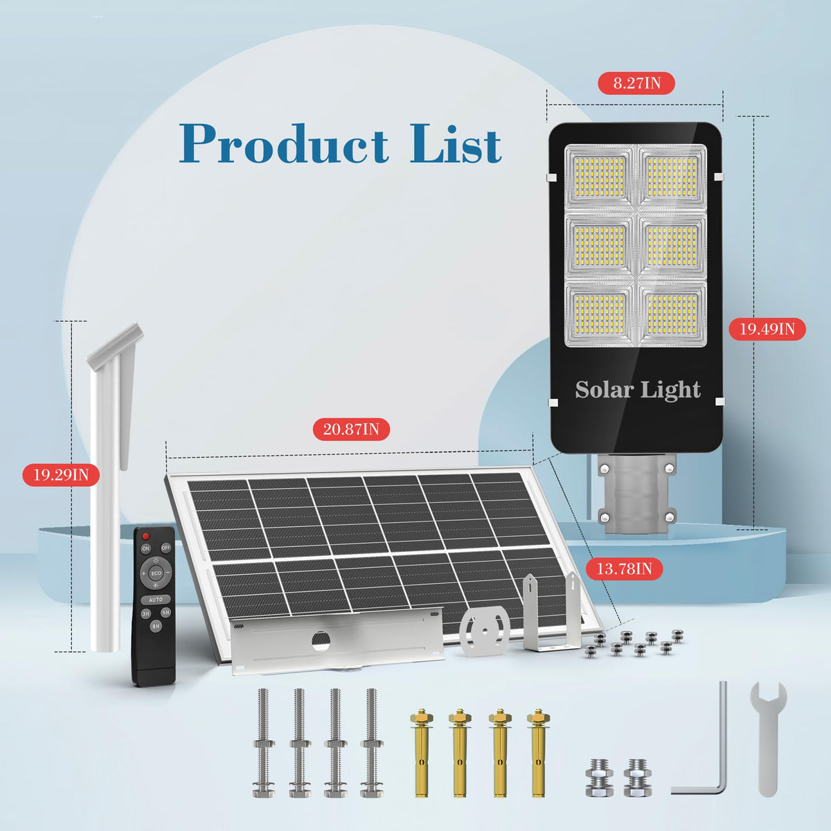 Tri-Color Solar Street Lights Outdoor - 5800W Solar Parking Lot Lights Commercial with 3 Color Temperatures, Solar Street Light Dusk to Dawn Street Lights Solar Powered for Outside Yard Garden