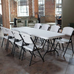 Lifetime Combo Set of (4) 8 - Foot Rectangle Folding Tables & (32) Chairs, Indoor/Outdoor Use, White (80147)