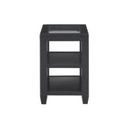 Cordero 16-Inch Wide Wood and Glass Top Chairside End Table with Shelf Storage
