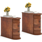 Solid Wood Chairside End Table, Two-Drawer Narrow Side Table Slim