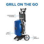 Napoleon Travelq 285X 1 - Burner Portable Propane Gas Grill in Blue with Scissor Cart