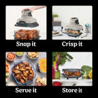 Ninja Crispi 4 - in - 1 Portable Glass Air Fryer Cooking System, 4 - Qt & 6 - Cup Containers, Cyberspace