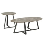 iNSPIRE Q Modern Jurmala Glossy Sintered Stone Tables with Grey Metal Base