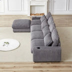 126W Large L-Shaped Corduroy Sofa with USB Charging Port
