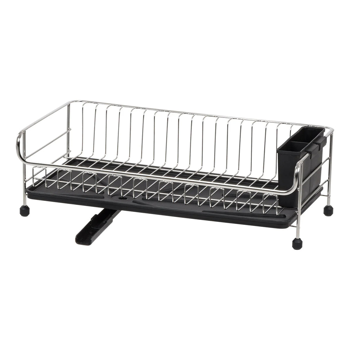 1-tier Slim Dish rack with Drain Spout Black | Black