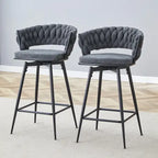 Pair of Swivel Bar Stools with Comfortable Linen Cushions - Counter Height Seating for Kitchen Islands, Dining Areas, or Pubs