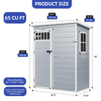 Modfusion 4.62.66.3 Ft Resin Storage Shed with Window, Floor, Plastic Roof, Storage Cabinets for Brooms Vacuum Cleaners Fits 65 to 68 in, Winter Gear Box, Black