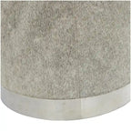 Gray Leather Patchwork Living Room Stool with Silver Metal Base - Roche River Decor