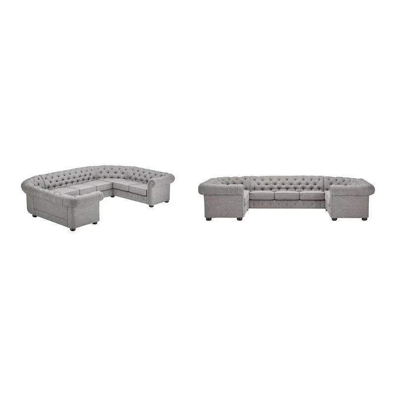 Gdansk 9-Person U-Shaped Chesterfield Sectional Sofa