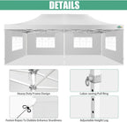COBIZI 10x20 Heavy Duty Pop up Canopy Tent with 6 sidewalls Easy Up Commercial Outdoor Canopy Wedding Party Tents for Parties All Season Wind & Waterproof Gazebo with Roller Bag,Black(Frame Thickened)