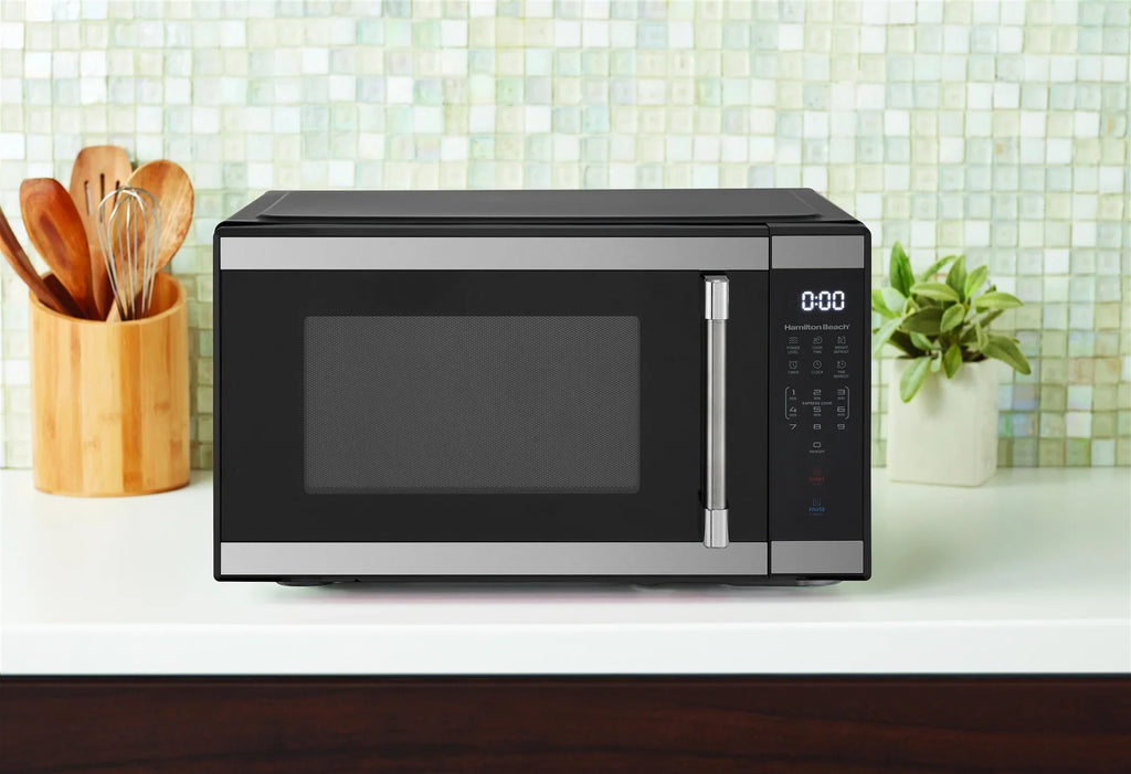 Hamilton Beach 1.1 Cu. Ft. Countertop Microwave Oven, 1000 Watts, White Stainless Steel