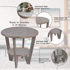 COZAYH Set of 2 Rustic Farmhouse End Tables with Storage Shelf - Vintage Grey French Country Accent Side Tables