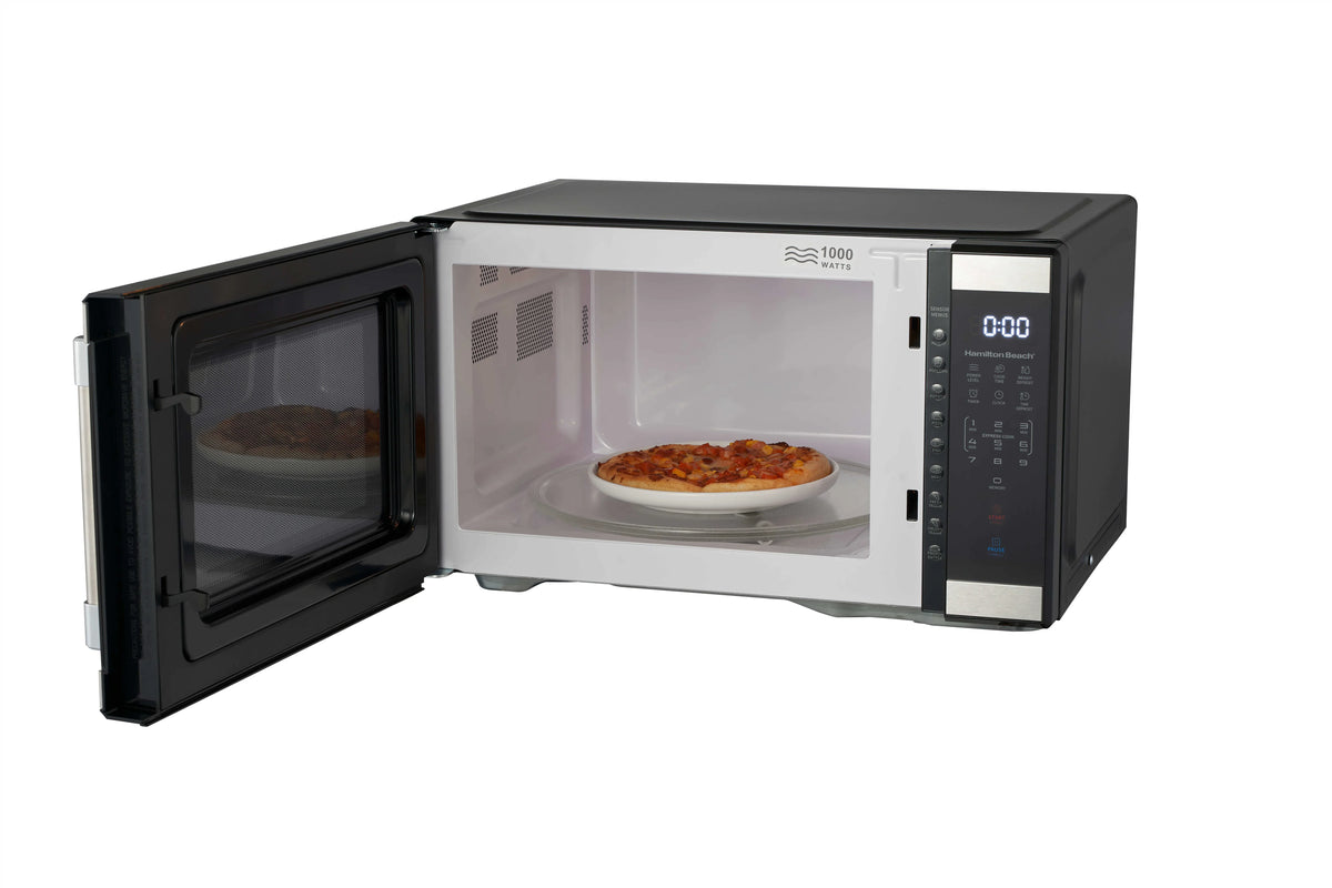 Hamilton Beach 1.1 Cu. Ft. Countertop Microwave Oven, 1000 Watts, White Stainless Steel