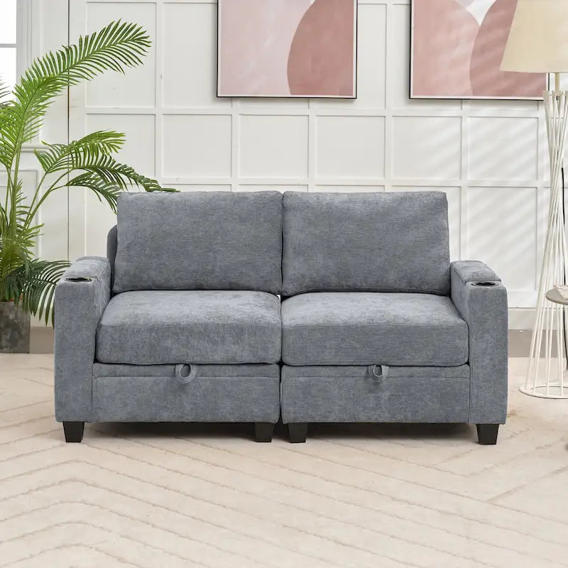 Versatile Chenille Storage Loveseat Sofa