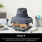 Ninja Crispi 4-in-1 Portable Glass Air Fryer Cooking System, 1500W, 4QT & 6-Cup TempWare Glass Containers with Storage Lids, Microwave, Freezer & Dishwasher Safe