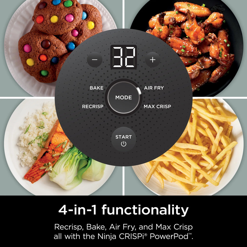 Ninja Crispi 4 - in - 1 Portable Glass Air Fryer Cooking System, 4 - Qt & 6 - Cup Containers, Cyberspace