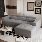 L Shaped Sectional Sofa with Upholstered Cushions and Modular Design
