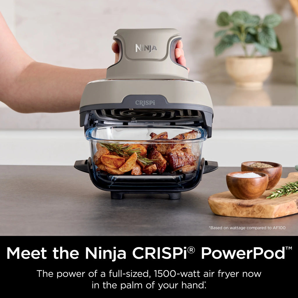 Ninja Crispi 4 - in - 1 Portable Glass Air Fryer Cooking System, 4 - Qt & 6 - Cup Containers, Cyberspace