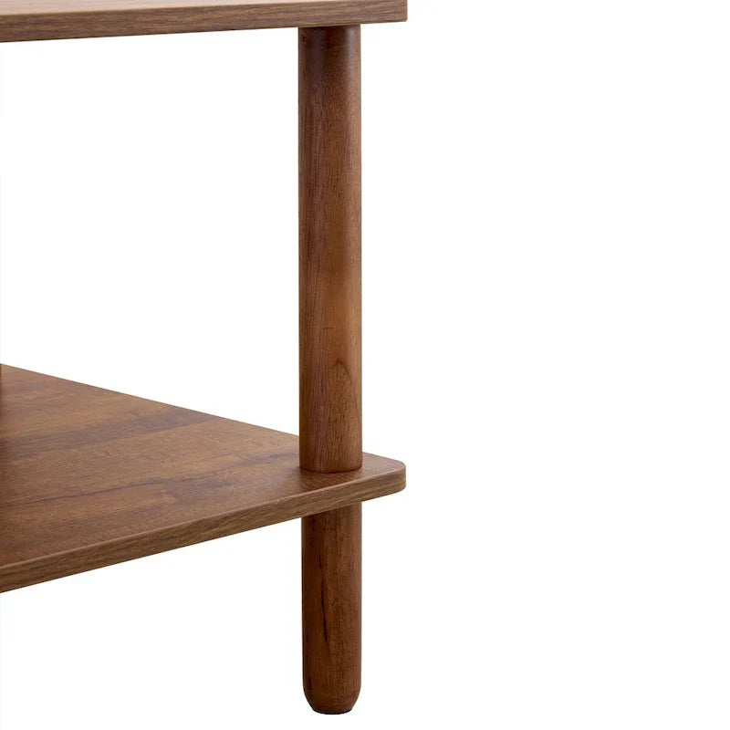 39-Inch Coffee Table with Two-Tier Design and Rubberwood Legs