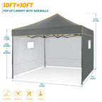 Hoteel 10x15 Heavy Duty Canopy Tent with 4 Sidewalls,Pop up Canopy for Parties Wedding,Commercial Easy up Gazebo with Roller Bag,UV 50+ &,Black