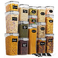 Airtight Food Storage Containers Set, Vtopmart 15pcs Plastic Kitchen and Pantry Organization Canisters, Black
