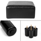 Square Footrest Stool with Upholstered Seat and Wooden Legs