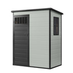 Modfusion 4.62.66.3 Ft Resin Storage Shed with Window, Floor, Plastic Roof, Storage Cabinets for Brooms Vacuum Cleaners Fits 65 to 68 in, Winter Gear Box, Black