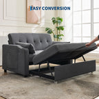 3 in 1 Convertible Sleeper Sofa Bed, Corduroy Futon Couches with Pull - Out Bed, Adjustable Backrest, Charging Port & Side Pockets, Modern Upholstered Sofa for Living Room, Guest Room