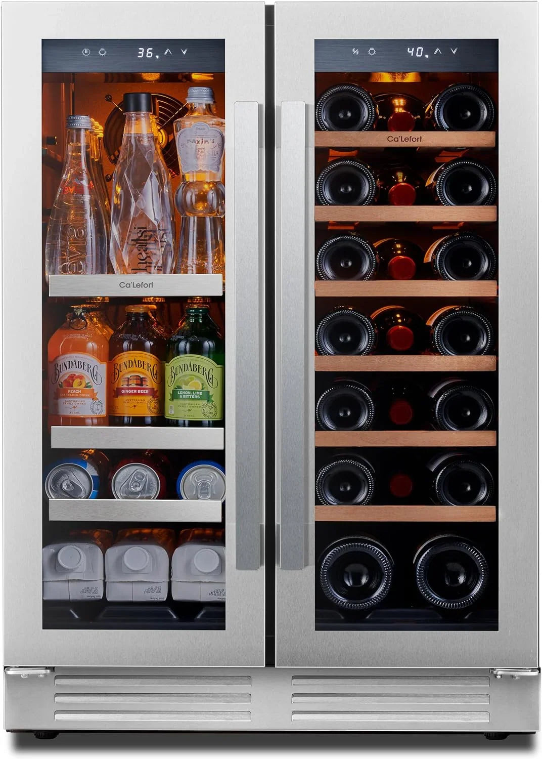 24'' Wine Cooler Refrigerator - 46 Bottle Wine Fridge Dual Zone with Modern Touch Intelligent Digital 40°-65°F Low Noise, Built in or Freestanding Wine Cooler for Home and Kitchen