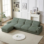 126W Large L-Shaped Corduroy Sofa with USB Charging Port