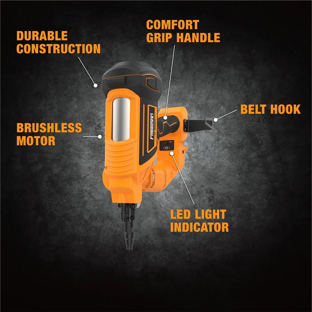Freeman PE20VTCNPN 20 Volt Cordless and Brushless 3" Single Pin Concrete Nailer (Tool Only) -C 750 Shots per Charge