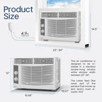 5000 BTU Window Air Conditioner Easy Cool - Capable of Cooling up to 150 Sq Ft. 2 Fan Speeds, 4 - Way Air Direction