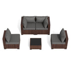 ELPOSUN Patio Furniture Set, Outdoor Patio Furniture Wicker Furniture Couch Set, 5 Pieces Outdoor Sectional Sofa, Patio Furniture Set, Outdoor Patio Set for Balcony Furniture (Grey)