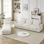 126W Large L-Shaped Corduroy Sofa with USB Charging Port