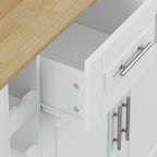 Movable Kitchen Island Cart with 2 Door Cabinet, 2 Drawers and Drop Leaf Top, Island Table with Spice Rack, Towel Holder, Wine Rack and Wheels, Kitchen Storage Cabinet, White