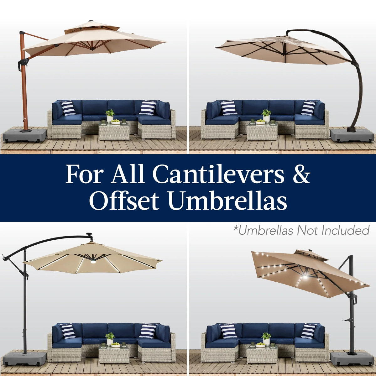 Best Choice Products Heavy-Duty Outdoor Cantilever Base Stand w/ Wheels, Locks, Fillable 330lb Capacity - Black