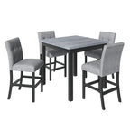 5 Piece Counter Height Dining Set, Wood Dining Table Set with Rectangle Table and 4 Upholstered High Back Chairs