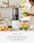 J2 Cold Press Juicer Self Feeding for Hands Free Operation with Wide Mouth Hopper for Whole Recipe Loading, Zero Waste Masticating Juicer For More Juice, Less Pulp Easy Cleanup & Assembly